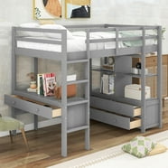 EUROCO Twin Size Loft Bed with Storage Staircase and Built-in Desk ...