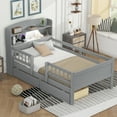 thumbnail image 1 of Euroco Twin Size Wooden Platform bed with Drawers and LED Light, Gray, 1 of 12