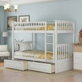 thumbnail image 1 of Euroco Twin Wood Bunk Bed with Drawers for Bedroom, White, 1 of 14