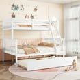 thumbnail image 1 of Euroco Twin over Full Bunk Bed with Trundle, Convertible Ladder and Guardrail, Detachable Wood Bed, White, 1 of 19