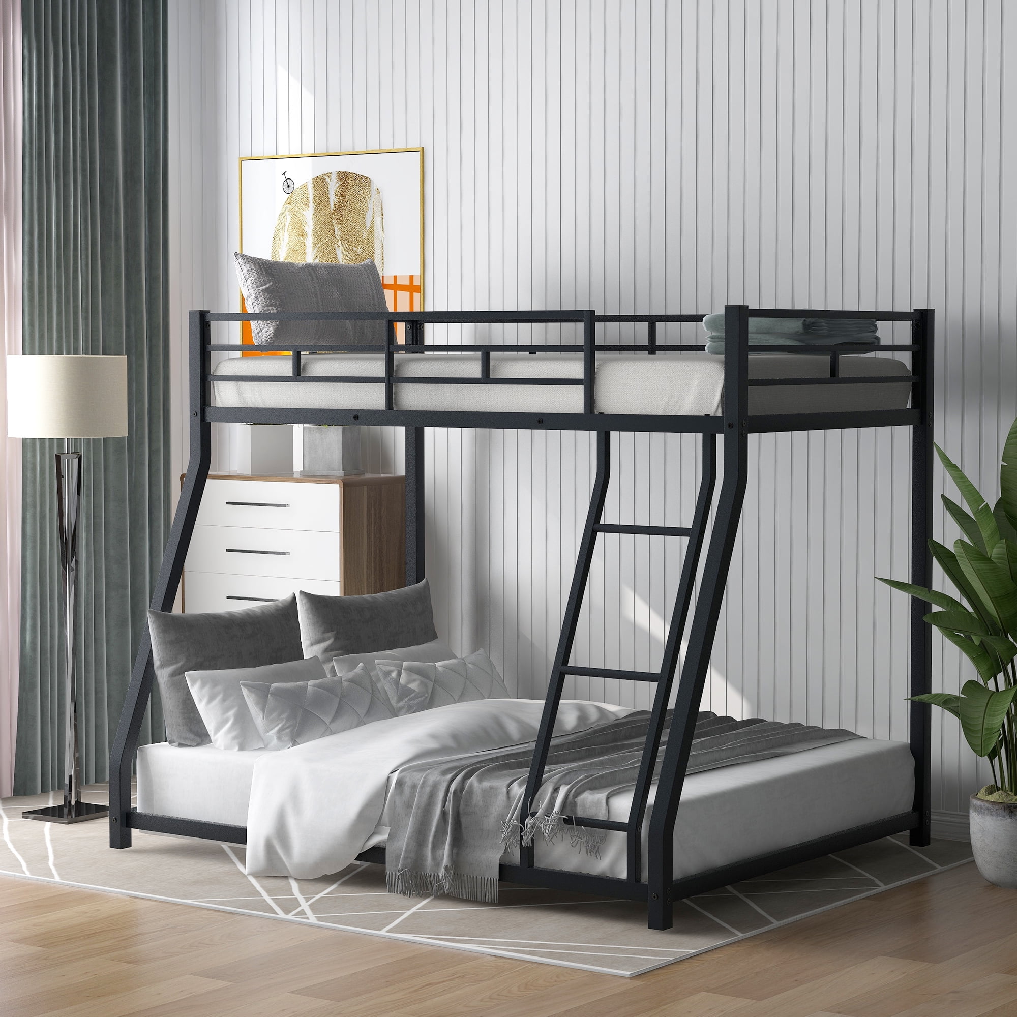 Euroco Twin over Full Metal Bunk Bed, Black - Walmart.com