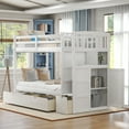 thumbnail image 1 of Euroco Twin over Twin Bunk Bed with Drawer and Cabinet for Kids Teens Bedroom, White, 1 of 16