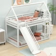 thumbnail image 1 of Euroco Twin over Twin House Bunk Bed with Ladder and Slide for Bedroom, White, 1 of 11