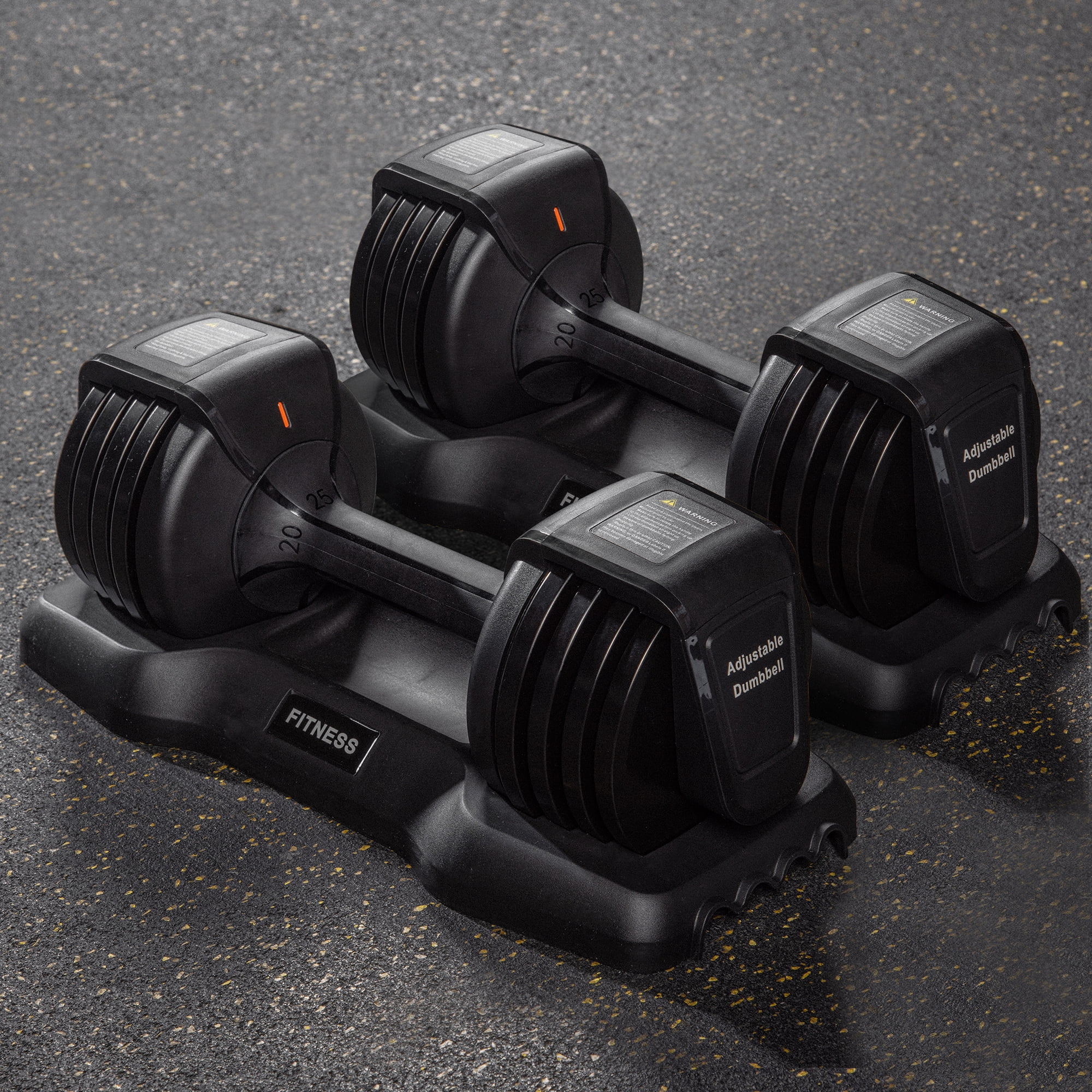 Euroco Two 25lbs Black Adjustable Dumbbell with Handle and Weight Plate