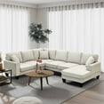 thumbnail image 1 of Euroco U Shape Sectional Sofa 7 Seat Modern Living Room Sofa Set with 3 Pillows, 108"x85.5", Beige, 1 of 8