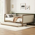 thumbnail image 1 of Euroco Upholstered Daybed with Trundle Bed, Full Size Nailhead Sofa Bed, 1 of 16