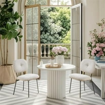 Euroco Upholstered Dining Chairs Set of 2, Upholstered Kitchen Chairs with Backrest and Metal Legs, Modern Accent Chairs for Dining Room,White