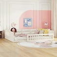 thumbnail image 1 of Euroco Upholstered Full Size Platfrom Bed, Floor Bed with Pillow, Beige, 1 of 12