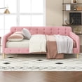 thumbnail image 1 of Euroco Upholstered Queen Size Daybed, Linen Sofa Bed, Pink, 1 of 10