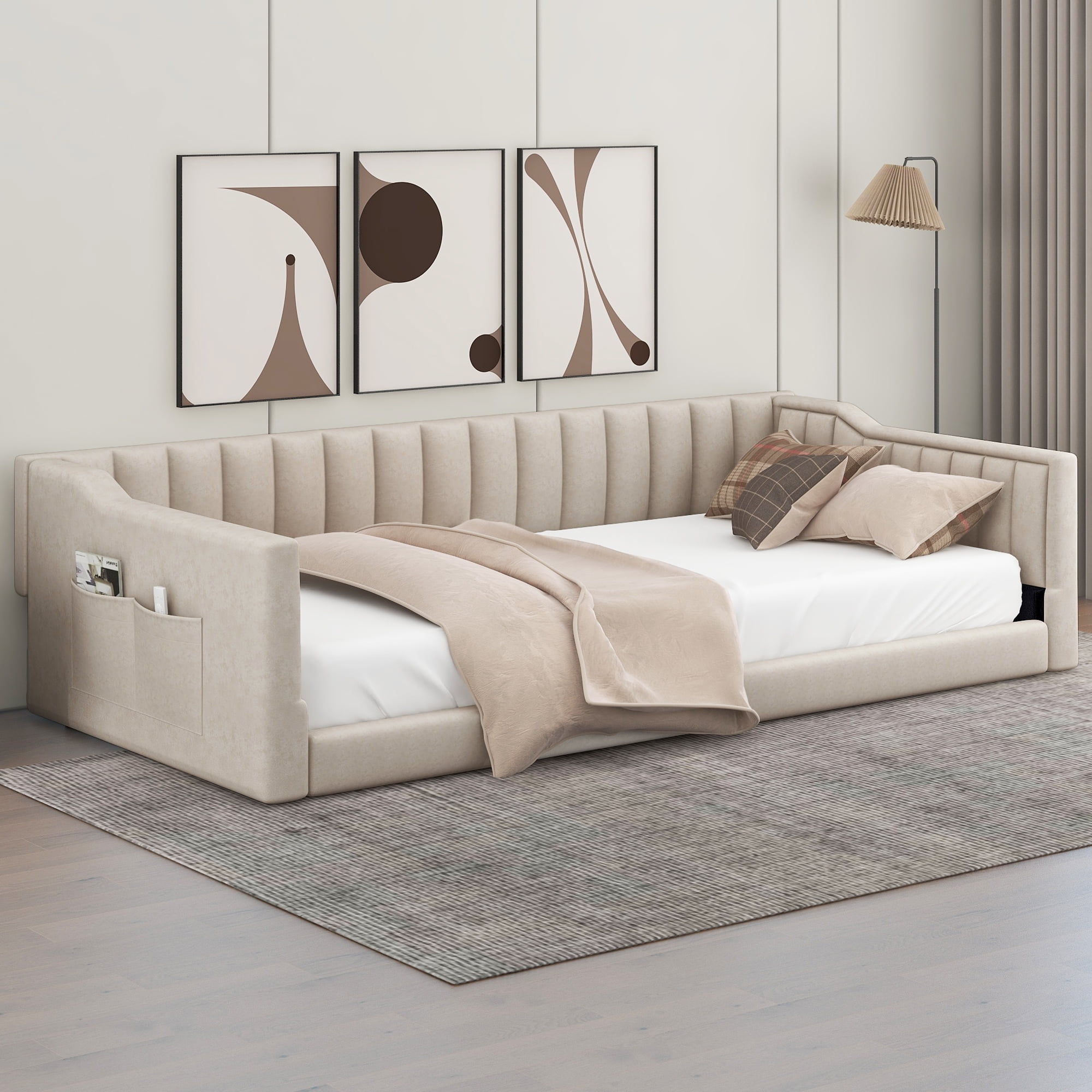 Euroco Upholstered Twin XL Daybed, Low Profile Sofa Bed with