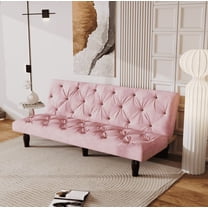 Euroco Velvet Convertible Sofa Bed with Tufted Backrest and Adjustable Positions – Modern Sleeper Couch for Living Room, Apartment, or Bedroom