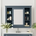 thumbnail image 1 of Euroco Wall-Mounted Bathroom Mirror Cabinet with Hidden Storage, 3-Door Design, Privacy Center Compartment, Modern Pattern, Easy Assembly, 1 of 9