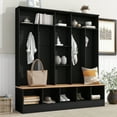 thumbnail image 1 of Euroco Wide Design Hall Tree with Storage Bench, Minimalist Shoe Cabinet with Cube Storage & Shelves, Multifunctional Coat Rack with 8 Hooks for Entryways, Mudroom, 1 of 9