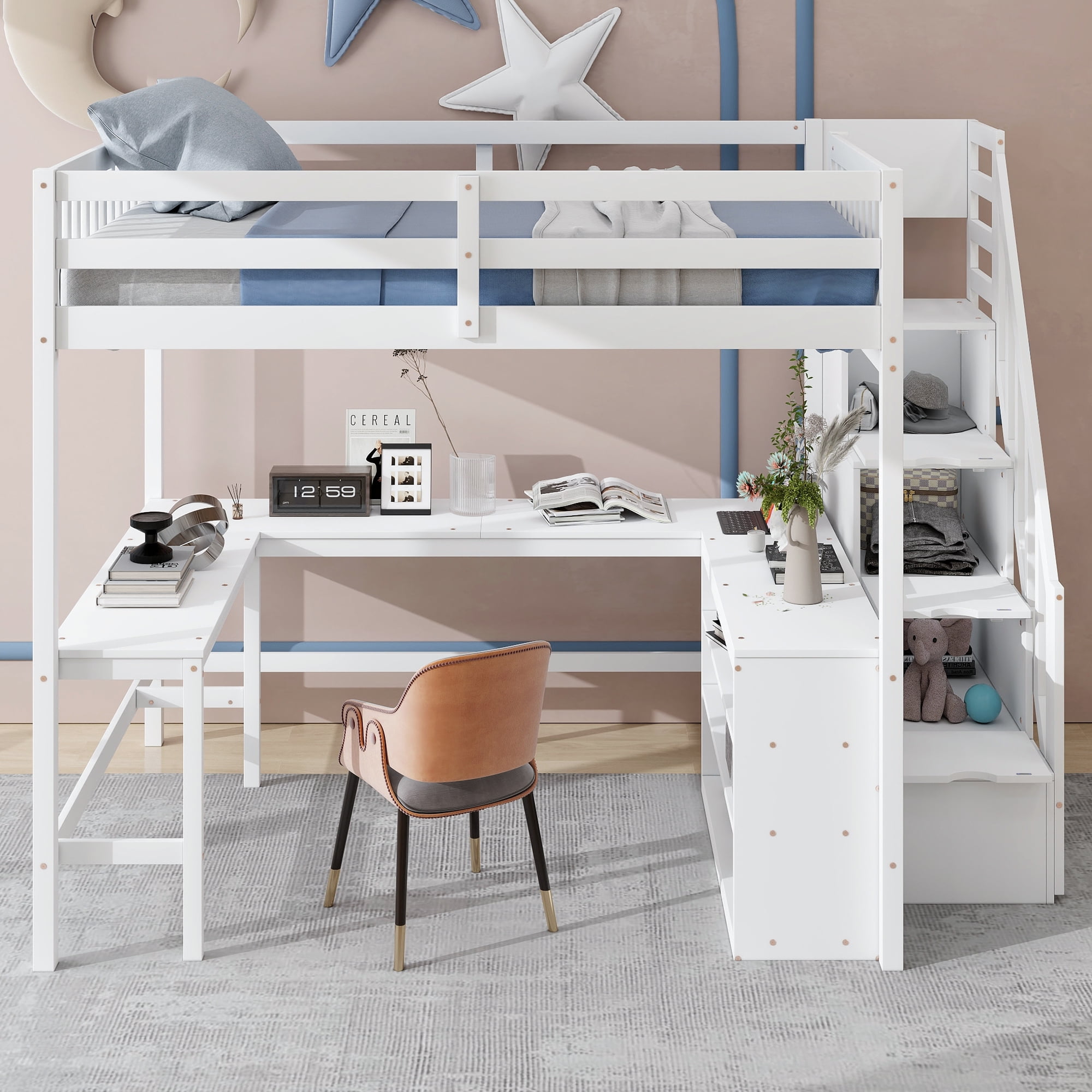 Full Loft Bed With Desk White Full Size Loft Bed With Wardrobe And
