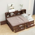 Euroco Wood Full Size Captain Bed with Storage Headboard, Platform Bed