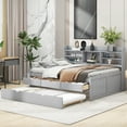thumbnail image 1 of Euroco Wood Full Size Daybed with Trundle and Drawers, Wood Captain Platform Bed for Kids Teens, Light Gray, 1 of 14