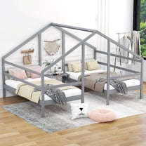 Free Shipping! Euroco Modern Wood Two Beds in One Canopy Platform Bed ...