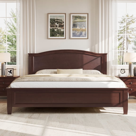 Euroco Wood King Size Wood Platform Bed, Espresso