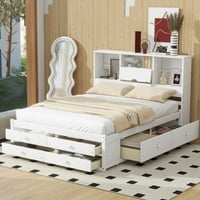 Euroco Queen Size Platform Bed with Storage Headboard and 8 Drawers