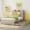 thumbnail image 1 of Euroco Wood Twin Platform Bed with Bookcase and 2 Drawers, Oak, 1 of 14