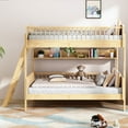 thumbnail image 1 of Euroco Wood Twin Size Bunk Bed with Storage Shelves, Natural, 1 of 13