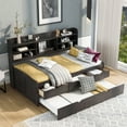 thumbnail image 1 of Euroco Wood Twin Size Daybed with Shelf, Wood Captain Bed with Drawers and Trundle Kids Teens, Antique Gray, 1 of 14