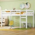 thumbnail image 1 of Euroco Wood Kids Plywood Twin Loft Bed with Ladder, Antique White, 1 of 10