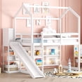 thumbnail image 1 of Euroco Wood Twin Size Loft Bed with Shelf and Ladder, Bookcase and Light for Kids Teens Adults, White, 1 of 15