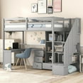 thumbnail image 1 of Euroco Wood Twin Size Loft Bed with Storage Cabinet, Dsiplay Case and Desk for Bedroom, Gary, 1 of 16