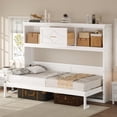 thumbnail image 1 of Euroco Wood Twin Size Murphy Bed with USB Charging, Cabinets and Drawer, White, 1 of 17
