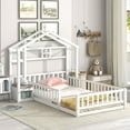 thumbnail image 1 of Euroco Wood Twin Size Platform Bed with House Shelf and Cushion Chair for Kids, White, 1 of 22