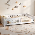 thumbnail image 1 of Euroco Wood Twin Size Platform Bed with Shelves, Floor Bed with Guardrails, White, 1 of 12
