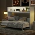 thumbnail image 1 of Euroco Wood Twin XL Murphy Bed with Desk and LED Light, Storage Wall Bed with USB Charging Station, 1 of 12
