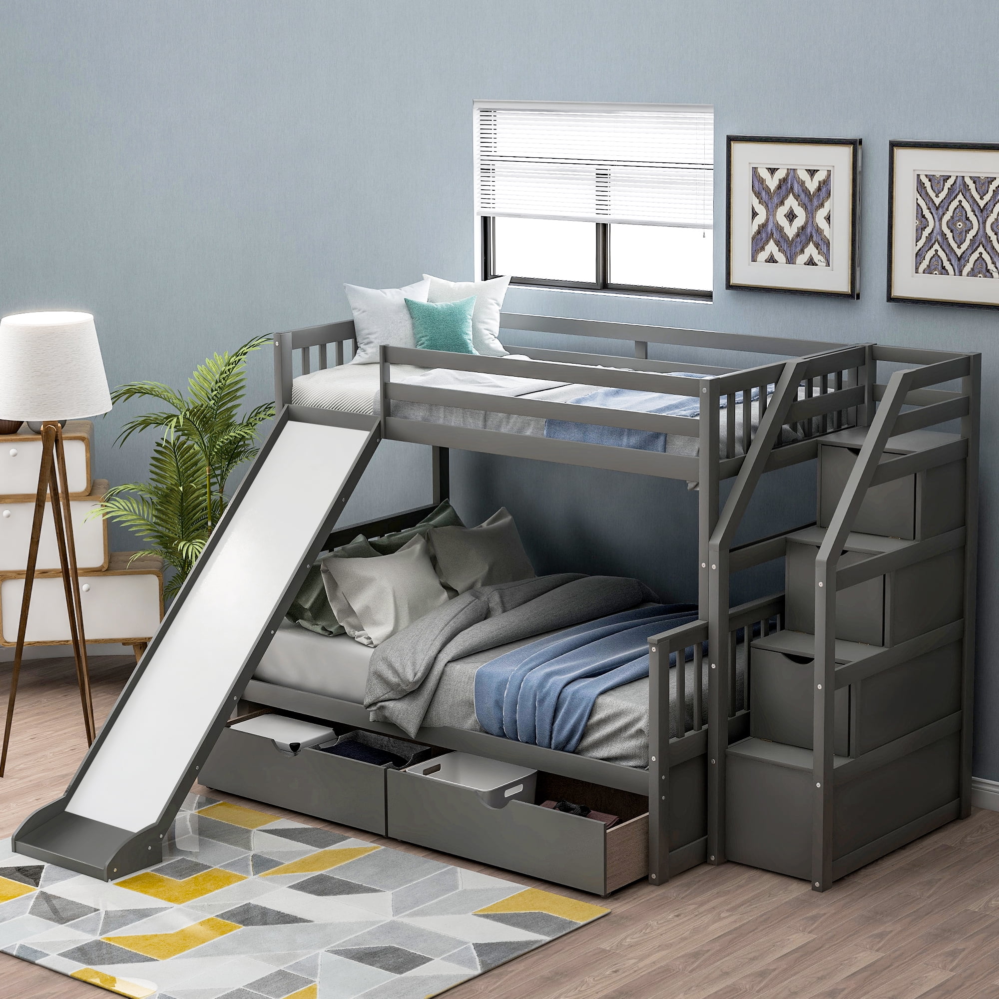 https://i5.walmartimages.com/seo/Euroco-Wood-Twin-over-Full-Bunk-Bed-with-2-Drawers-and-Slide-Storage-Staircase-for-Bedroom-Gray_490789b9-7ea6-453a-9bdd-b9009739ec37.a4c5edfef5785b24a0791789ef89625c.jpeg