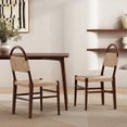 thumbnail image 1 of Euroco Woven Dining Chairs Set of 2, Mid Century Modern Kitchen Accent Chairs with Wood Legs, Armless Side Chair for Home Bar/Restaurant/Dining Room,Walnut, 1 of 8