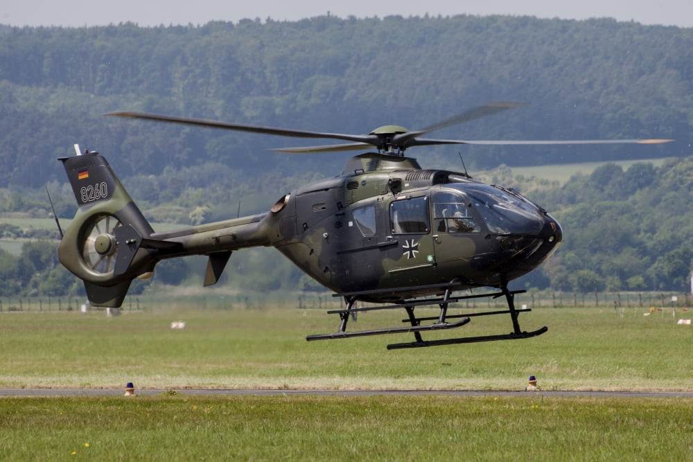 Eurocopter EC635 training helicopter of the Germany Army Canvas Art - Timm ZiegenthalerStocktrek Images (34 x 23)