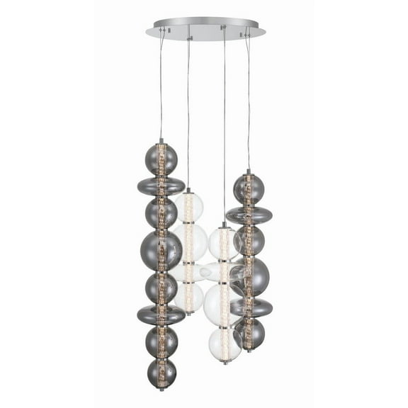 Eurofase 48960-021 Atomo 4-Light 50 in. Chrome Mixed Glass Chandelier