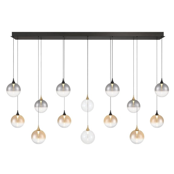 Eurofase 48940-043 Iissa 14-Light 72 in. Gold & Black Mix Mixed Glass Chandelier