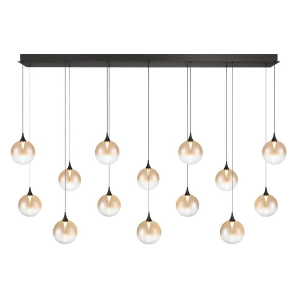 Eurofase 48939-034 Iissa 14-Light 72 in. Matte Black Amber Glass Chandelier