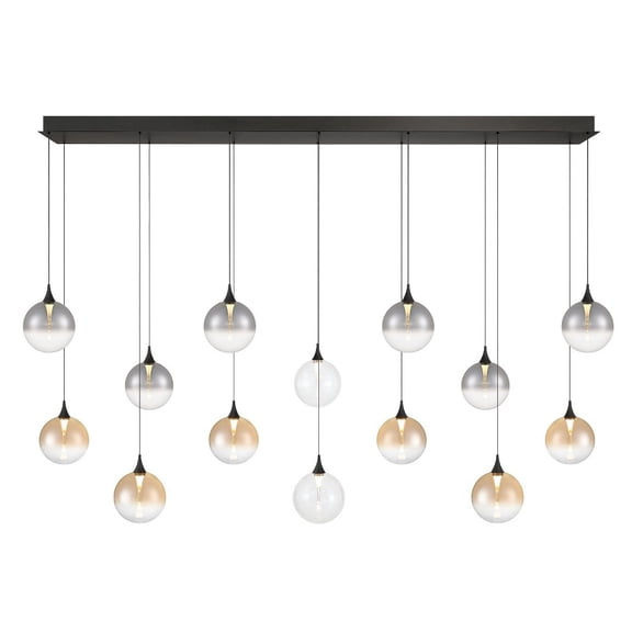 Eurofase 48939-045 Iissa 14-Light 72 in. Matte Black Mixed Glass Chandelier