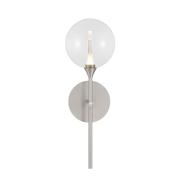 48911-016 Eurofase Lighting Iissa - 4.5W 1 LED Wall Sconce-19 Inch Tall and 5.5 Inch Wide-Nickel Finish-Clear Glass Color