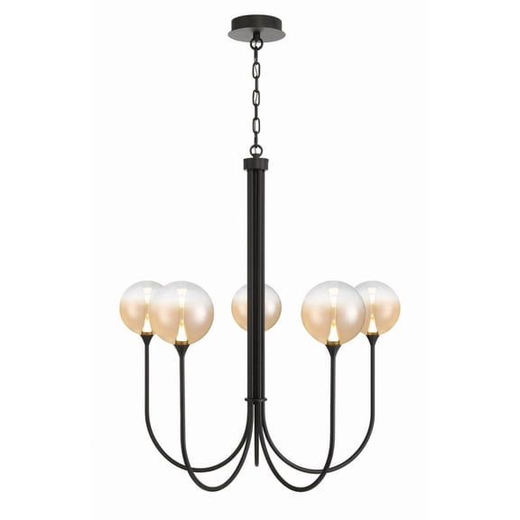 Eurofase 48923-039 Iissa 5-Light 34 in. Matte Black Amber Glass Chandelier