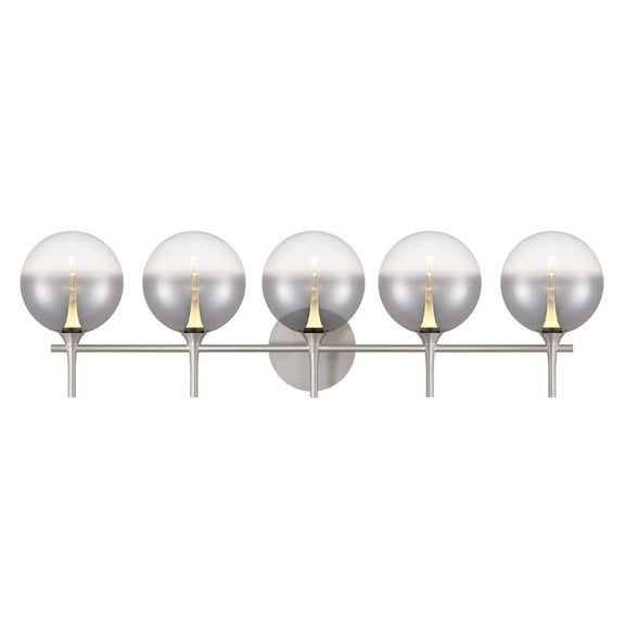 48920-025 Eurofase Lighting Iissa - 20W 5 LED Bath Vanity-10.25 Inch Tall and 35.38 Inch Wide-Nickel Finish-Smoked Glass Color