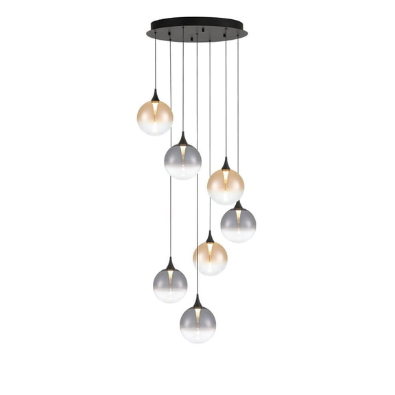 Eurofase 48929-044 Iissa 7-Light 21 in. Matte Black Mixed Glass Chandelier