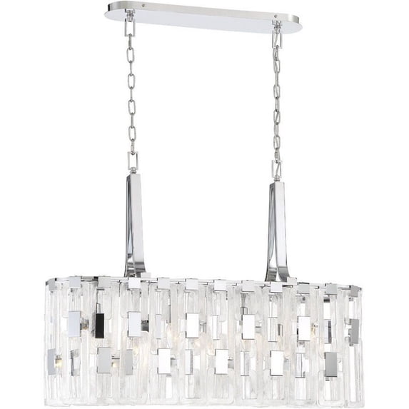 Eurofase Lighting-33742-014-Viviana Oval Chandelier 18 Light Chrome Finish with Clear Glass