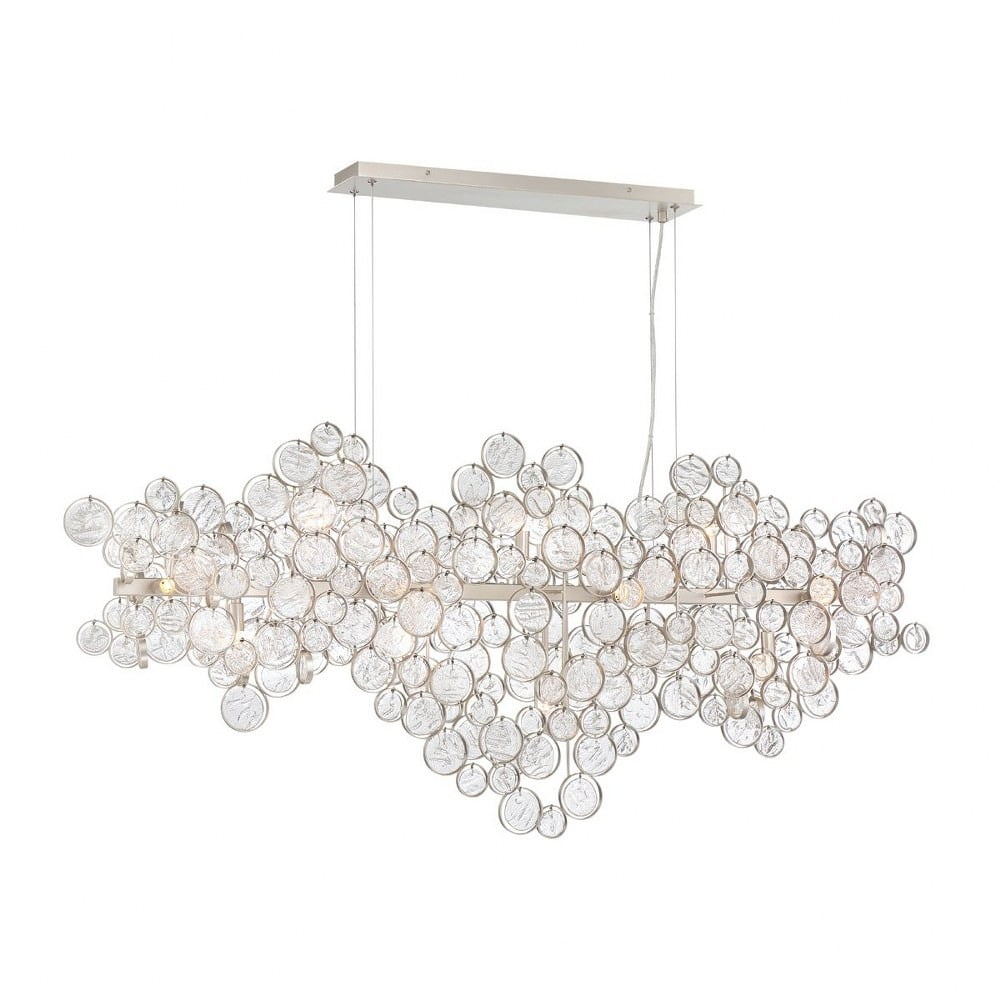 Trento 15-Light Champagne Silver and Clear Glass Chandelier