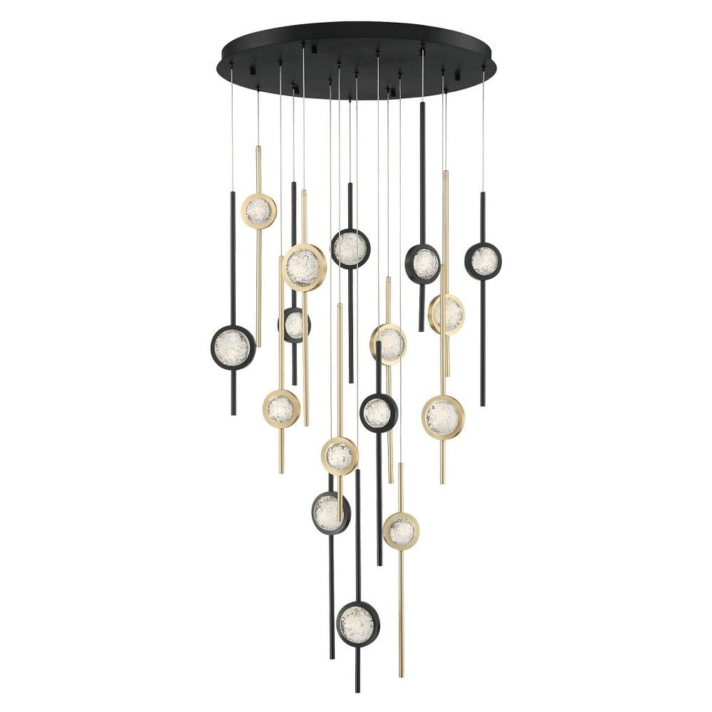Barletta 23.5" Black Anodized Aluminum LED Chandelier with Seeded Glass Orbs