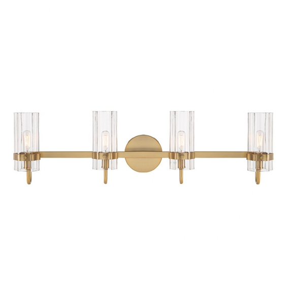 Brook 4 - Light Brass Brass Farmhouse / Traditional Incandescent Glass And Metal Wall Sconce