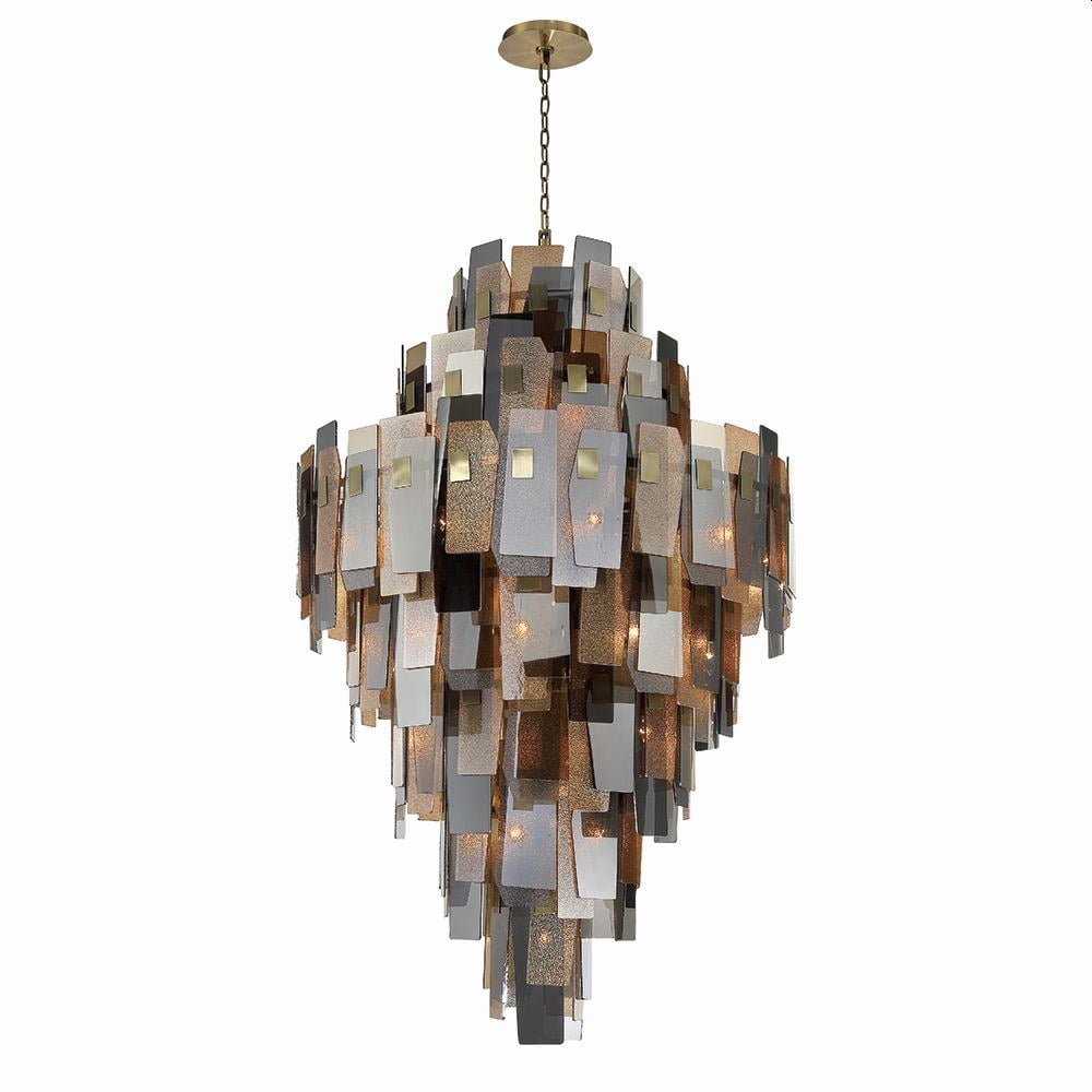 Bronze 39-Light Sputnik Chandelier with Hand-Cut Glass