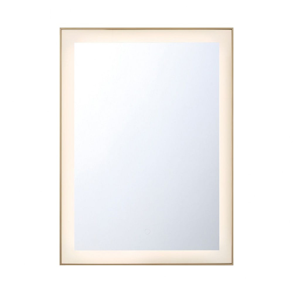 Lenora Contemporary Glam 22"x30" Gold LED Wall Mirror